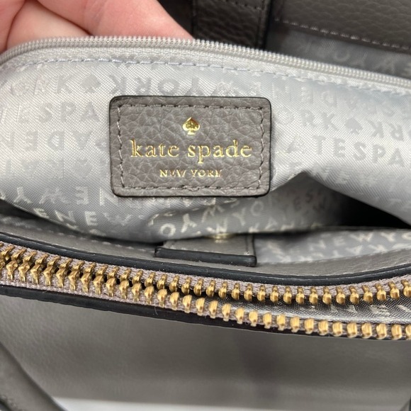 Kate Spade Tote Leighann Mulberry Street Leather Triple Compartment Handbag Gray - Picture 6 of 16